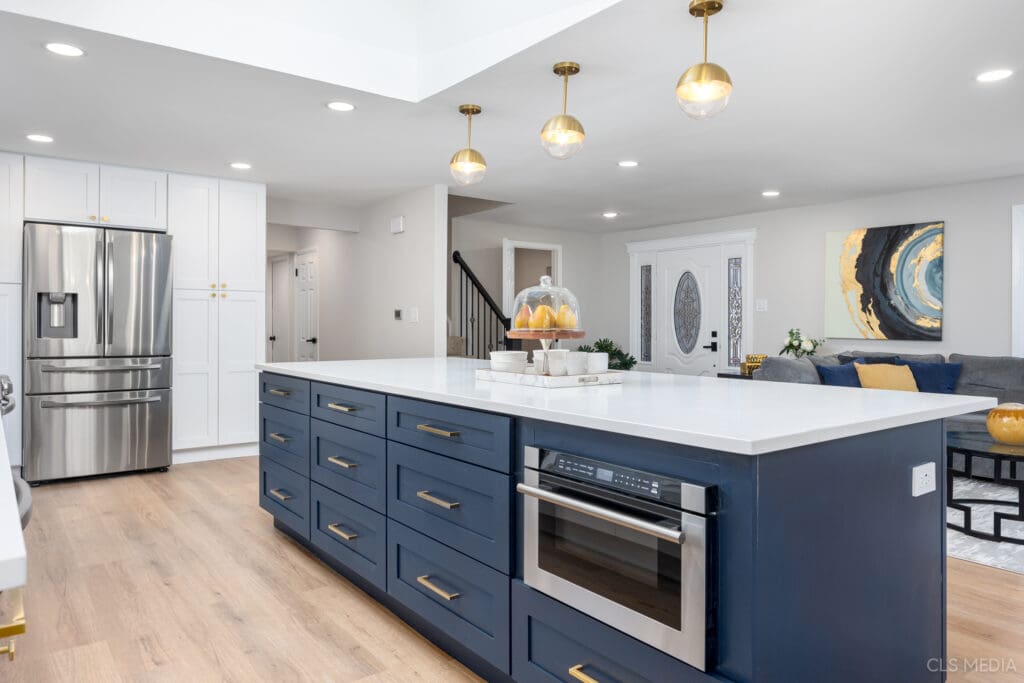 Kitchen blue center counter top