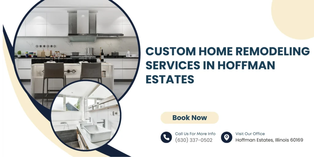 “Modern kitchen and bathroom design examples featured in a custom home remodeling service in Hoffman Estates with clean and stylish finishes.