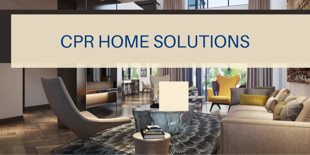 “Modern living room with cozy seating and elegant design, showcasing a custom home remodeling service by CPR Home Solutions.